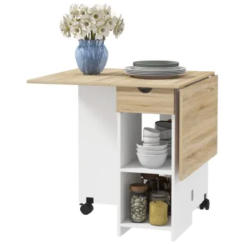 HOMCOM Masa de dining pliabila masa de bucatarie extensibila pentru 2 pana la 4 persoane 2 aripi 120 x 72 x 75 cm stejar | Aosom Romania imagine