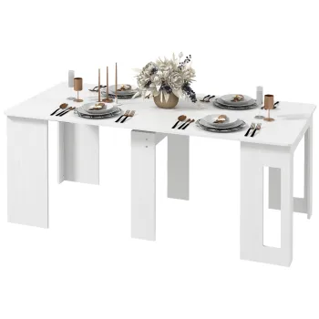 HOMCOM Masa de dining pliabila, masa de dining bucatarie extensibila pentru pana la 6 persoane, pentru spatii mici, sala de mese, alb | Aosom Romania imagine