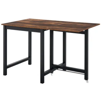HOMCOM Masa de dining pliabila, Masa industriala, pliabila, din metal si lemn, economisitoare de spatiu, Maro | Aosom Romania imagine