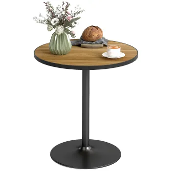 HOMCOM Masa de dining rotunda, Imitatie de stejar, design compact, pentru 2-4 persoane, Stejar | Aosom Romania imagine
