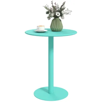 HOMCOM Masa de dining rotunda pentru 2 persoane O60 cm moderna cu baza rotunda cadru din otel pentru interior si exterior verde | Aosom Romania imagine