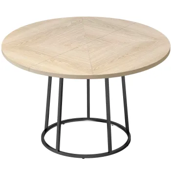 HOMCOM Masa de Dining Rotunda pentru 4-6 Persoane, O 120 x 75 cm, Masa de Bucatarie cu Picioare Conice din Metal, Lemn Natural | Aosom Romania imagine