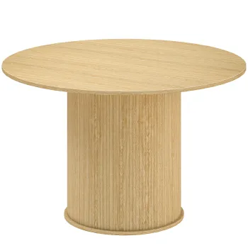 HOMCOM Masa de dining rotunda pentru 5 persoane, O 120 x 76 cm, masa de bucatarie cu baza cilindrica canelata, lemn natural | Aosom Romania imagine