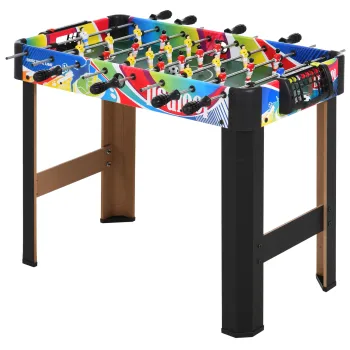 HOMCOM Masa de Fotbal cu 2 Panouri de Scor, din Lemn, Otel Inoxidabil si Plastic, 86.5x43.5x63 cm, Multicolor | Aosom Romania imagine