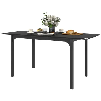 HOMCOM Masa de Gradina Extensibila pentru 4-6 Persoane cu Picioare din Otel, 160x70x75 cm, Negru | Aosom Romania imagine