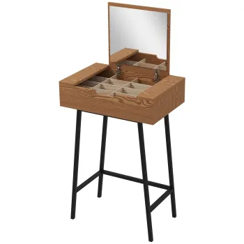 HOMCOM Masa de Machiaj cu Oglinda Pliabila si 16 Compartimente Lemn si Otel | Aosom Romania imagine
