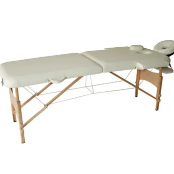 HOMCOM Masa de Masaj Pliabila din Lemn 2 Zone, Alb Crem | Aosom Romania imagine