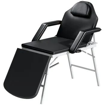 HOMCOM Masa de masaj pliabila, pat de masaj 3 zone portabil 182 x 62 cm cu tetiera si cotiere detasabile, negru | Aosom Romania imagine