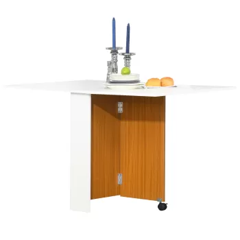 HomCom masa de pranz, masa pliabila cu roti, mobilier pentru bucatarie, masa de bucatarie | AOSOM RO imagine