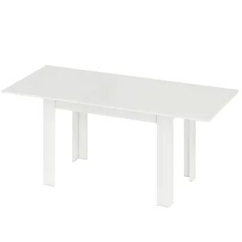 HOMCOM Masa de sufragerie extensibila, masa de bucatarie dreptunghiulara, pentru 6-8 persoane, 140-180 x 80 cm, alb | Aosom Romania imagine