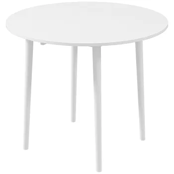 HOMCOM Masa de sufragerie pliabila 2 abatatoare, masa rotunda extensibila pentru 4 persoane, picioare din lemn O 89 x 73,5 cm, alb | Aosom Romania imagine