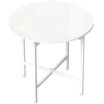 HOMCOM Masa de sufragerie pliabila, masa de bucatarie rotunda O 80 cm pentru 4 persoane cu 2 extensii, picioare din otel, alb | Aosom Romania imagine