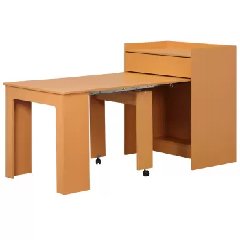 HOMCOM Masa de sufragerie pliabila moderna, extensibila pentru spatii mici, masa pentru bucatarie natural | AOSOM RO imagine