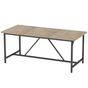 HOMCOM Masa dreptunghiulara de dining pentru 6-8 persoane masa de bucatarie stil industrial 180 x 80 x 75,5 cm efect lemn natural | Aosom Romania imagine