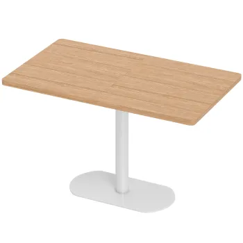 HOMCOM Masa dreptunghiulara pentru 6 persoane, 120 x 70 x 75 cm, masa de bucatarie cu picior central si blat gros stejar alb | Aosom Romania imagine