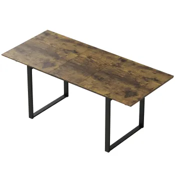 HOMCOM Masa extensibila 140-180 cm pentru 6-8 persoane, dreptunghiulara, design industrial cu cadru din otel, aspect lemn tigru | Aosom Romania imagine