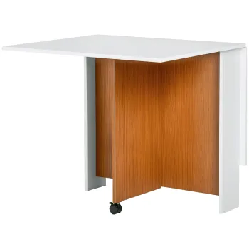 HOMCOM Masa extensibila pliabila mobila cu design modern, 120 cm x 80 cm x 73 cm, Tei + Alb | Aosom Romania imagine