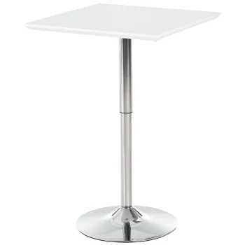 HOMCOM Masa in picioare reglabila pentru bar in stil pub, masa patrata de inaltime din otel alb 60 x 60 x 69-92 cm | Aosom Romania imagine