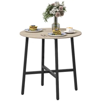 HOMCOM Masa industriala rotunda lemn-metal | Aosom Romania imagine