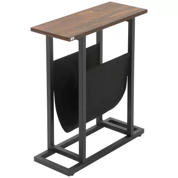 HOMCOM Masa laterala cu geanta de depozitare, masa de pat cu cadru din otel pentru spatii mici | AOSOM RO imagine