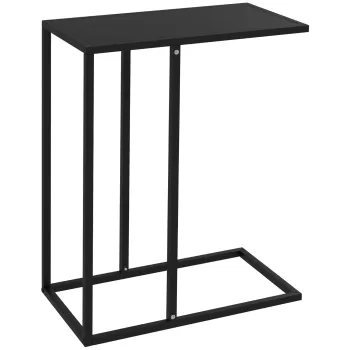 HOMCOM, Masa Laterala in Forma de C cu Cadru din Otel pentru Canapea si Pat, Negru imagine