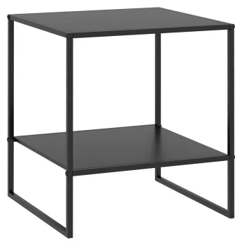 HOMCOM Masa Laterala, Masa de Capat Industriala cu Depozitare pe 2 Nivele, Masa de Efect Clasic cu Cadru din Otel, Negru imagine