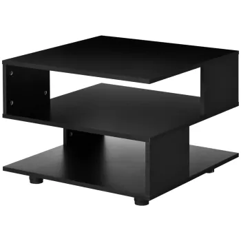 HOMCOM Masa laterala moderna cu rafturi de depozitare, masa de capat patrata pentru dormitor, camera de zi, spatiu mic | AOSOM RO imagine