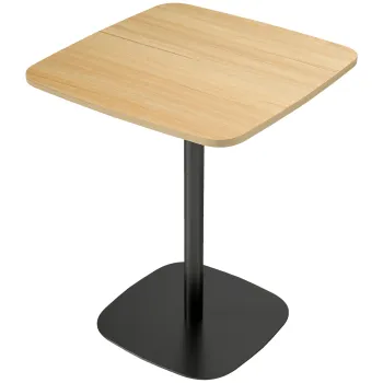 HOMCOM Masa mica, 60 cm, patrata, blat MDF, baza din otel, pentru living, sufragerie, bucatarie, lemn natural+negru | Aosom Romania imagine