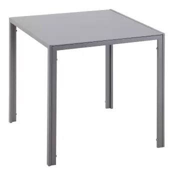 HOMCOM Masa moderna patrata pentru bucatarie si sufragerie, structura din metal si blat din sticla securizata, 75x75x75cm, Gri imagine