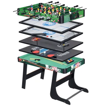 HOMCOM Masa Multijocuri pentru Copii de peste 7 Ani 6 in 1 Pliabila Biliard Fotbal Ping-Pong 118x104x71 cm Multicolor | Aosom Romania imagine