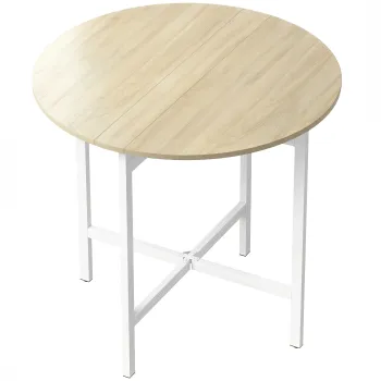 HOMCOM Masa pliabila, masa rotunda pliabila 80 cm cu cadru din otel, loc pentru 2-4 persoane, aspect lemn natural | Aosom Romania imagine
