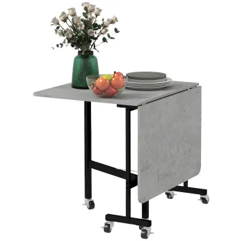 HOMCOM Masa Pliabila pentru 4-6 Persoane, Masa de Bucatarie Moderna cu Spatiu Economic si 6 Roti, 120x80x73 cm, Gri | Aosom Romania imagine