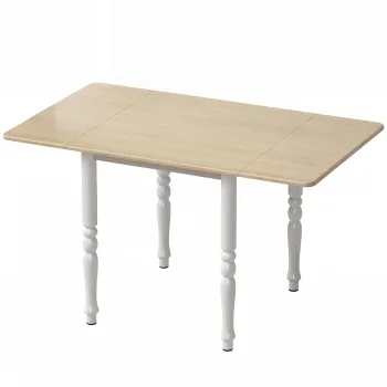 HOMCOM Masa pliabila pentru 4 pana la 6 persoane 74-134 cm, masa de bucatarie cu 2 abatatoare, picioare din otel, lemn natural | Aosom Romania imagine