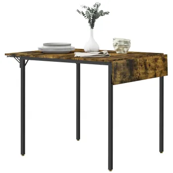 HOMCOM Masa Pliabila Stil Industrial pentru 2-4 Persoane cu 2 Laturi Extensibile, 120x79x79 cm, Maro Rustic | Aosom Romania imagine