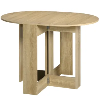 HOMCOM Masa Plianta cu 2 Extensii Rabatabile, Masa Extensibila cu Spatiu de Economisire, 104x76x73,7 cm, Lemn Natural | Aosom Romania imagine