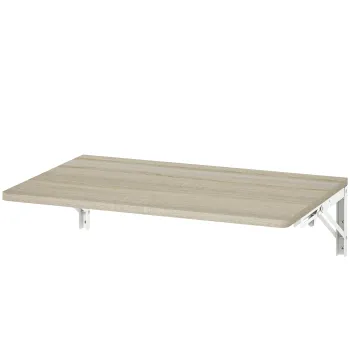 HOMCOM masa plianta de perete 60x40 cm, birou flotant economisitor de spatiu cu colturi rotunjite, pentru birou de acasa, living, dormitor, bucatarie, stejar | Aosom Romania imagine