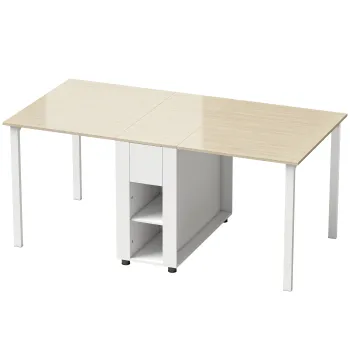 HOMCOM Masa plianta pentru 6 persoane, masa extensibila de 168 cm cu 2 sertare & 4 rafturi | Aosom Romania imagine