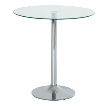 HOMCOM Masa rotunda cu blat din sticla, cadru metalic, argintiu | Aosom Romania imagine