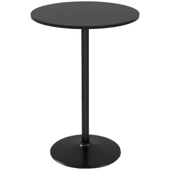 HOMCOM Masa Rotunda De Bar, Masa De Bucatarie Moderna Inalta Cu Blat Vopsit Si Cadru De Otel, Masa De Bar Pentru 2, Negru imagine