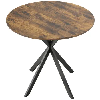HOMCOM Masa rotunda de bucatarie, 80 cm, blat compact, placi aglomerate, metal, Maro rustic | Aosom Romania imagine