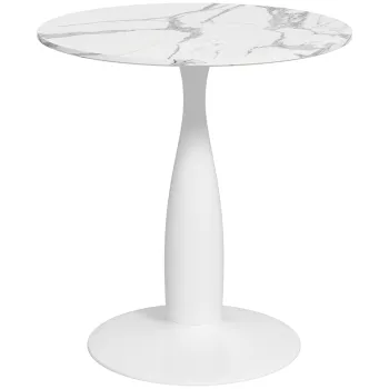 HOMCOM Masa rotunda, otel vopsit electrostatic, MDF cu melamina, picioare antiderapante, 70 x 74 cm, Alb | Aosom Romania imagine