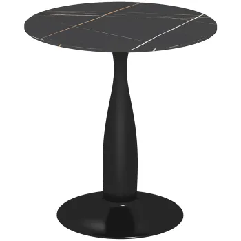 HOMCOM Masa rotunda, otel vopsit in pulbere, MDF cu melamina, picioare antiderapante, 70 x 74 cm, Negru | Aosom Romania imagine