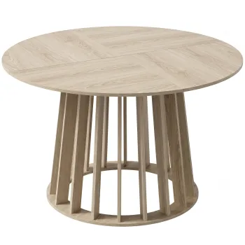 HOMCOM Masa rotunda pentru 4-6 persoane, O 120 x 75 cm, masa de bucatarie cu picior din sipca rezistent, lemn natural | Aosom Romania imagine
