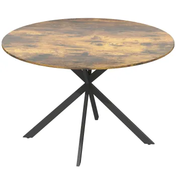 HOMCOM Masa rotunda pentru 4 persoane, masa de bucatarie in stil industrial cu picioare din otel, pentru sufragerie, bucatarie, Maro rustic | Aosom Romania imagine