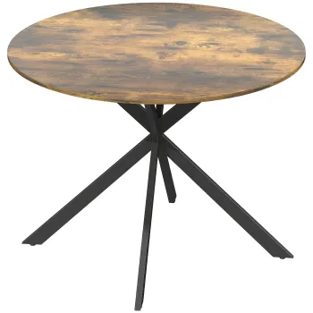 HOMCOM Masa rotunda pentru 4 persoane, masa de bucatarie in stil industrial cu picioare din otel, pentru sufragerie, bucatarie, Maro rustic | Aosom Romania imagine