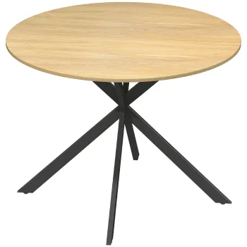 HOMCOM Masa rotunda pentru 4 persoane, masa de bucatarie in stil industrial cu picioare din otel, pentru sufragerie, bucatarie, stejar | Aosom Romania imagine