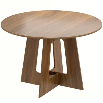 HOMCOM Masa rotunda pentru 4 persoane, O 110 x 73,5 cm, masa de bucatarie cu baza in cruce, maro | Aosom Romania imagine