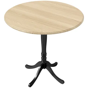 HOMCOM Masa rotunda pentru 4 persoane O 80 cm, masa de bucatarie, suport din otel, stil modern, lemn natural si negru | Aosom Romania imagine