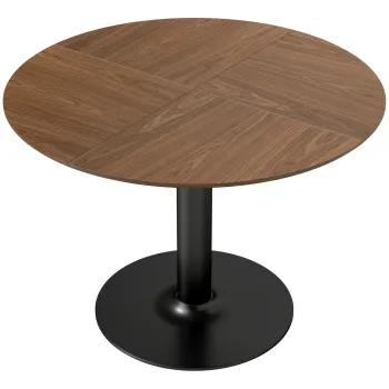 HOMCOM Masa rotunda pentru 6 persoane, masa de bucatarie cu blat generos si baza din otel, O 110 x 78 cm, maro | Aosom Romania imagine