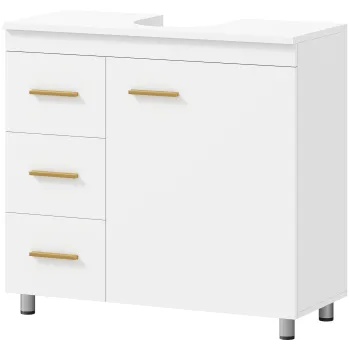HOMCOM Masca Lavoar cu Dulap, 3 Sertare si Soft Close, Alb | Aosom Romania imagine